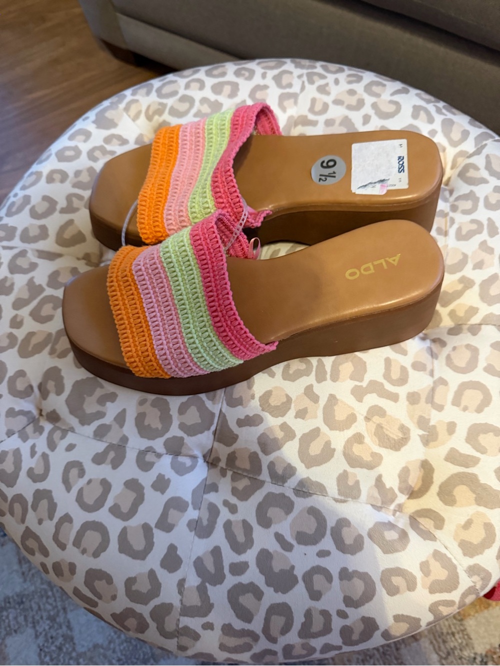 Aldo Multicolor Crochet Slide Mules in Pink, Green, Orange - Picture 4 of 8